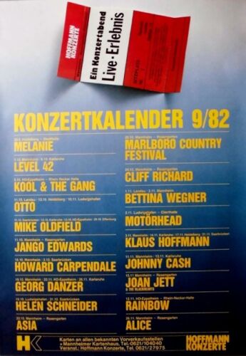 KONZERTKALENDER - 1982 - In Concert - Motörhead - Mike Oldfield - Poster - Foto 1 di 1