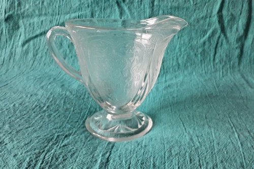 Hazel-Atlas Royal Lace Clear Depression Glass Footed Creamer