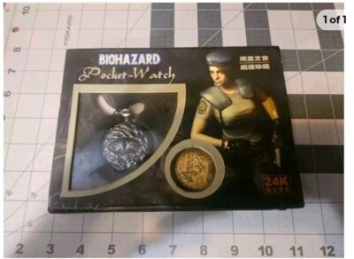 Resident Evil 4 Pocket watch Silver & Gold 24K Plated Coin BIOHAZARD   JAPAN