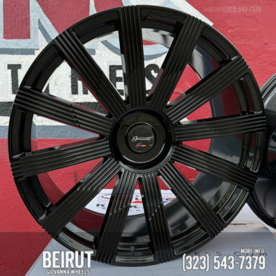 24x10 Giovanna Wheels Beirut Gloss Black Wheel Tire Package 5/6 Lug ...