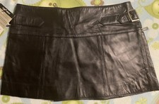 Minifalda de cuero de cordero Claude Lamont nueva con etiquetas talla M negra