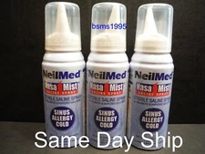 LOT OF 3 NEILMED NASAMIST SALINE SPRAY ALLERGY & SINUS BOTTLE NASA MIST 2.6 OZ