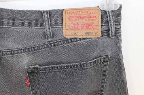 LEVI 505 Straight Leg Mens 40X30 Black 5 Pocket Cotton Denim Jeans - Imagen 4 de 5