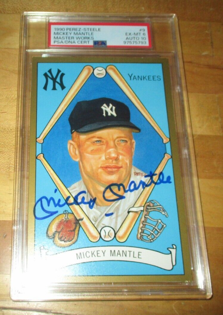Mickey Mantle 1990 Perez-Steele Master Works #9 - PSA 6 - PSA Auto 10 