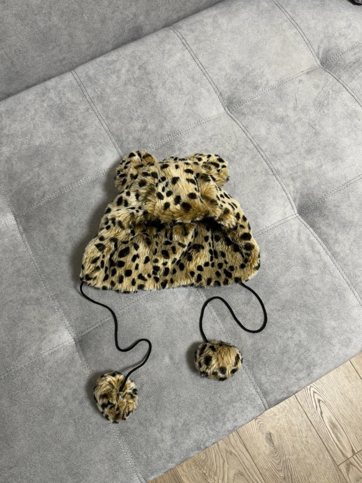 Vintage Leopard Fur Hat Trapper Fuzzy Y2K USA Ushanka Japanese Men’s Women’s - Image 3 of 4