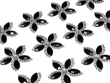 CraftbuddyUS CB054 12 Black Diamante Self Adhesive Flower Gems Wedding Craft