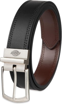 Dickies Men's Two-in-One Reversible Casual Belt Black-Brown