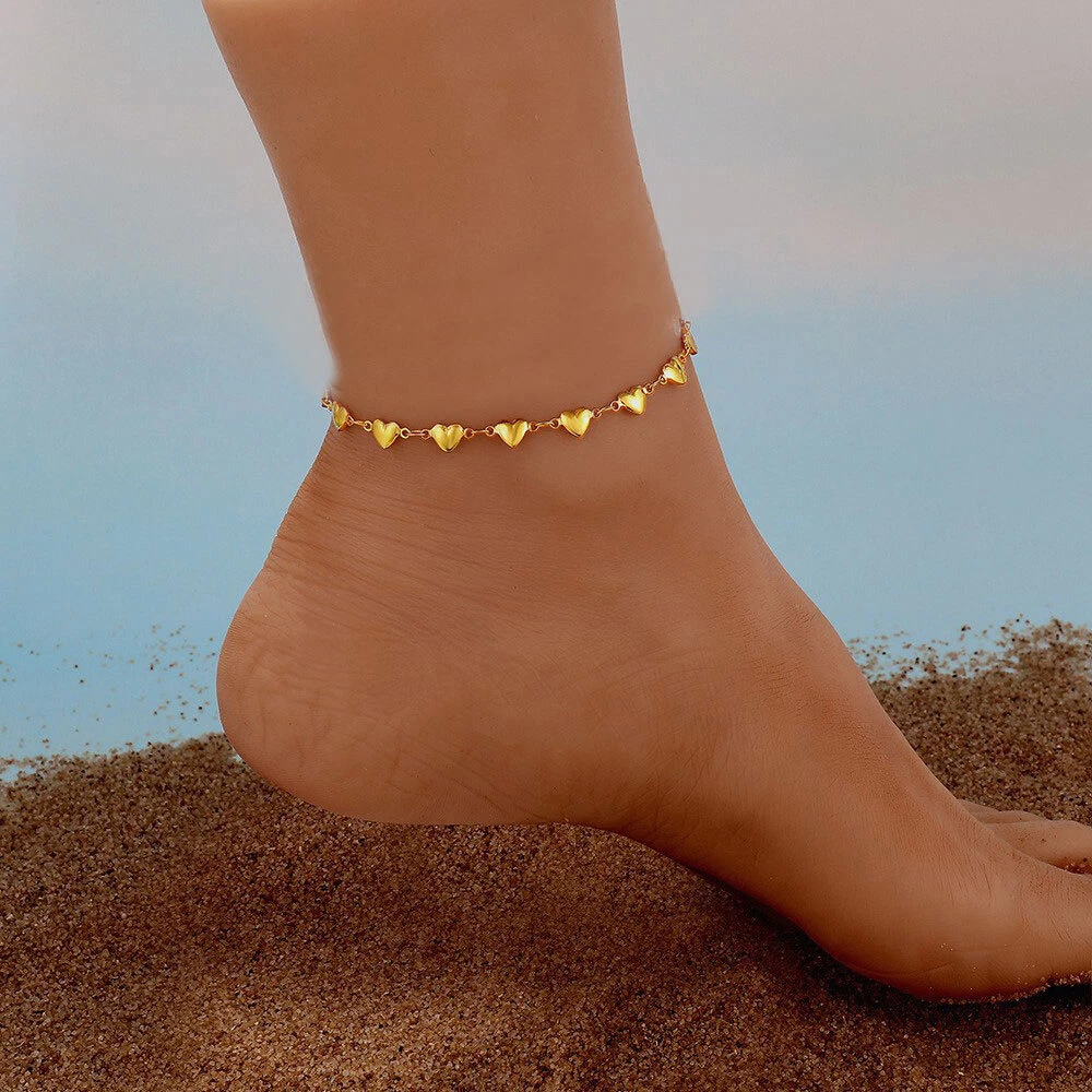 Beaded Anklet 10K Yellow Gold 10