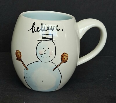 Magenta M Christmas Snowman Cookies Believe Let It Snow 20oz Barrel Mug Rae Dunn