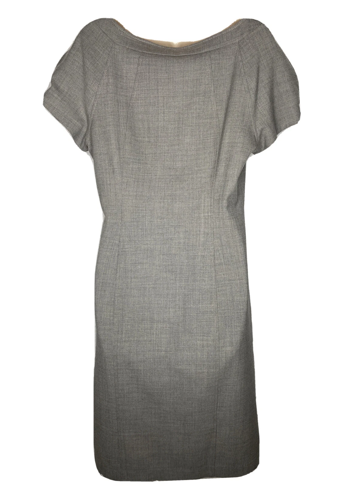 Abito tubino Tory Burch lana grigio scollo a scoop manica corta spacco carriera tg 10 ��