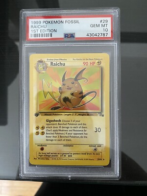 Raichu Holo 1999 Fossil psa9 ライチュウ 旧裏 1999 Pokemon Fossil Raichu 1st Edition #29 PSA 10 Gem-Mint | eBay