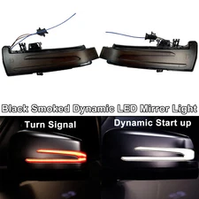 LED Amber White Sequential Smoked Side Mirror Signal Light Fits 15-19 X156 GLA