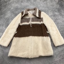 Polar Knit Jacket Women Xsmall Beige Stripe Arctic Sheep Wool Icelandic Vtg