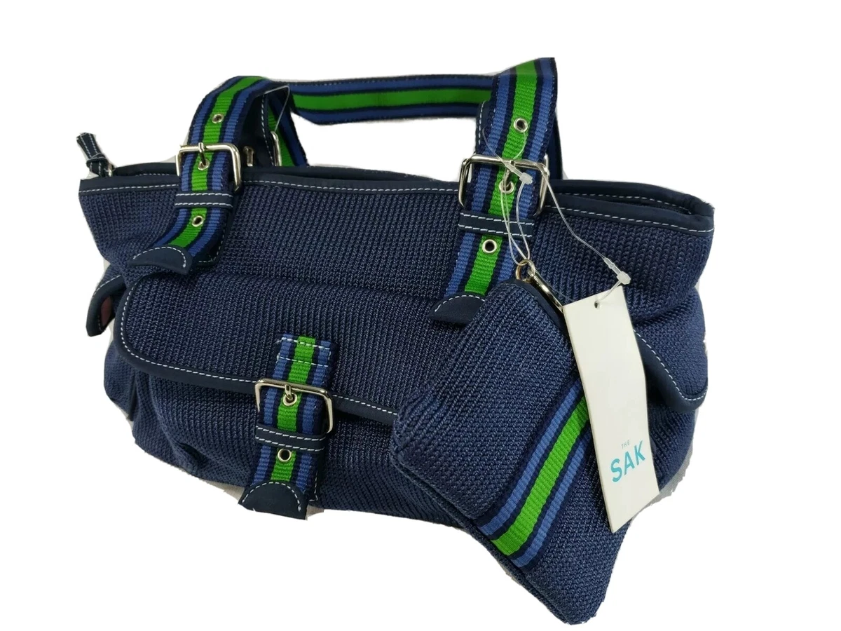 The SAK Belinda Satchel Denim Blue Green Medium Handbag Plus Coin