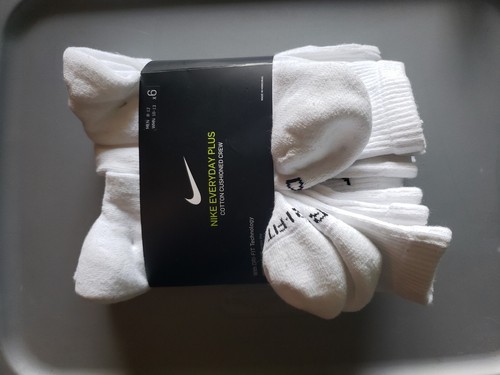 Nike Everyday Plus Cushion Crew Socks 6 Pairs White/Black SX6897-100 g | eBay