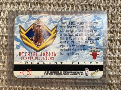 1997-98 NBA HOOPS MICHAEL JORDAN AIRLINES FREQUENT FLYER INSERT CARD #4