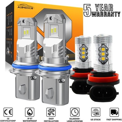 4pcs 9007 LED Headlight + H11 Fog Light Bulbs Kit For Chevy Cobalt 2005-2010