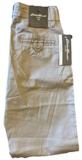 New Eddie Bauer School Boys Size 12 Pants Khaki Flat Front 27  Inseam MSRP 34