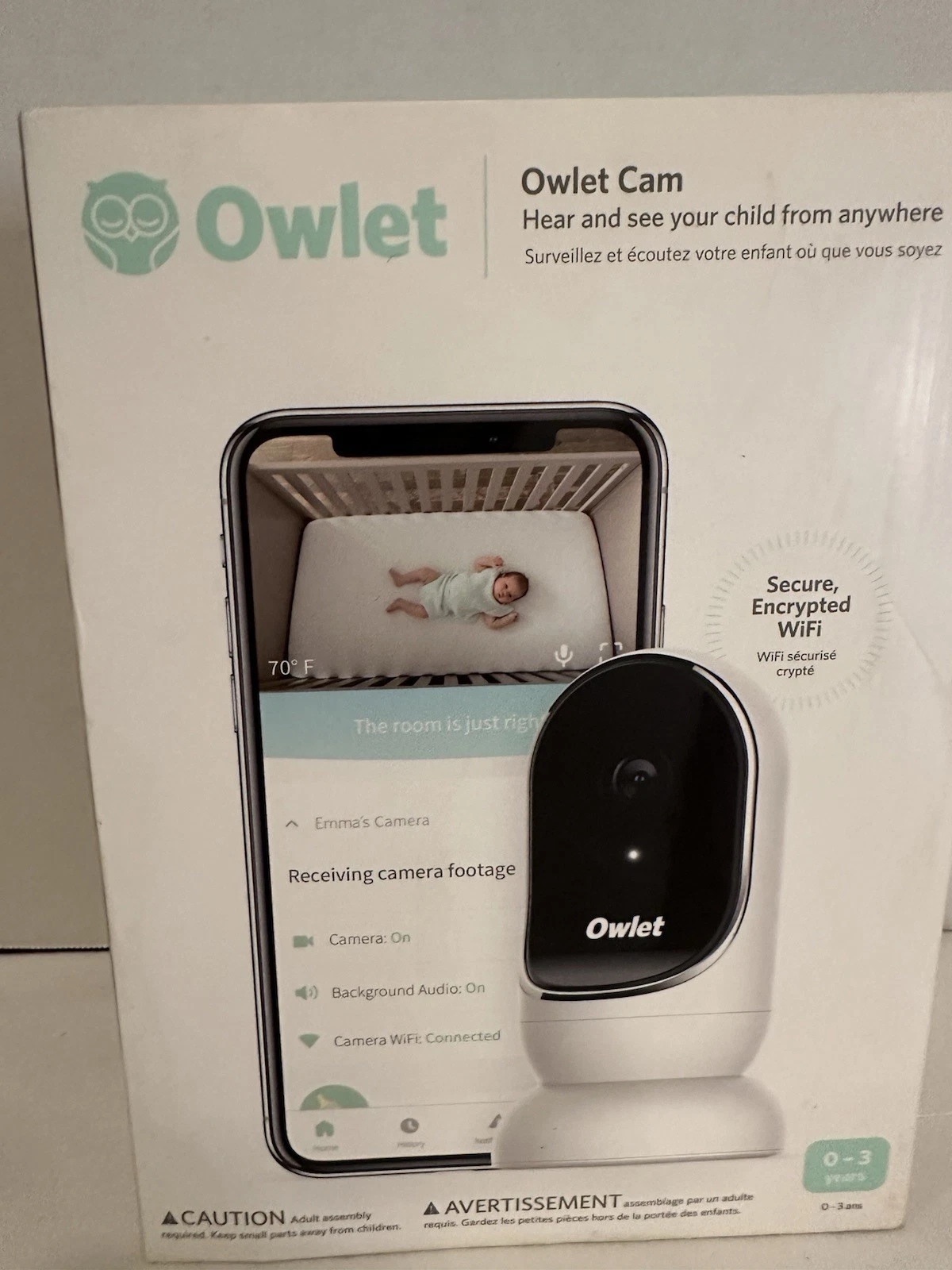 Owlet Cam , HD Video Baby Monitor - White New Used - Tested