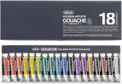 5ml Holbein Opaque (Gouache) Watercolors Paint tubes Set, 18 Colors G704