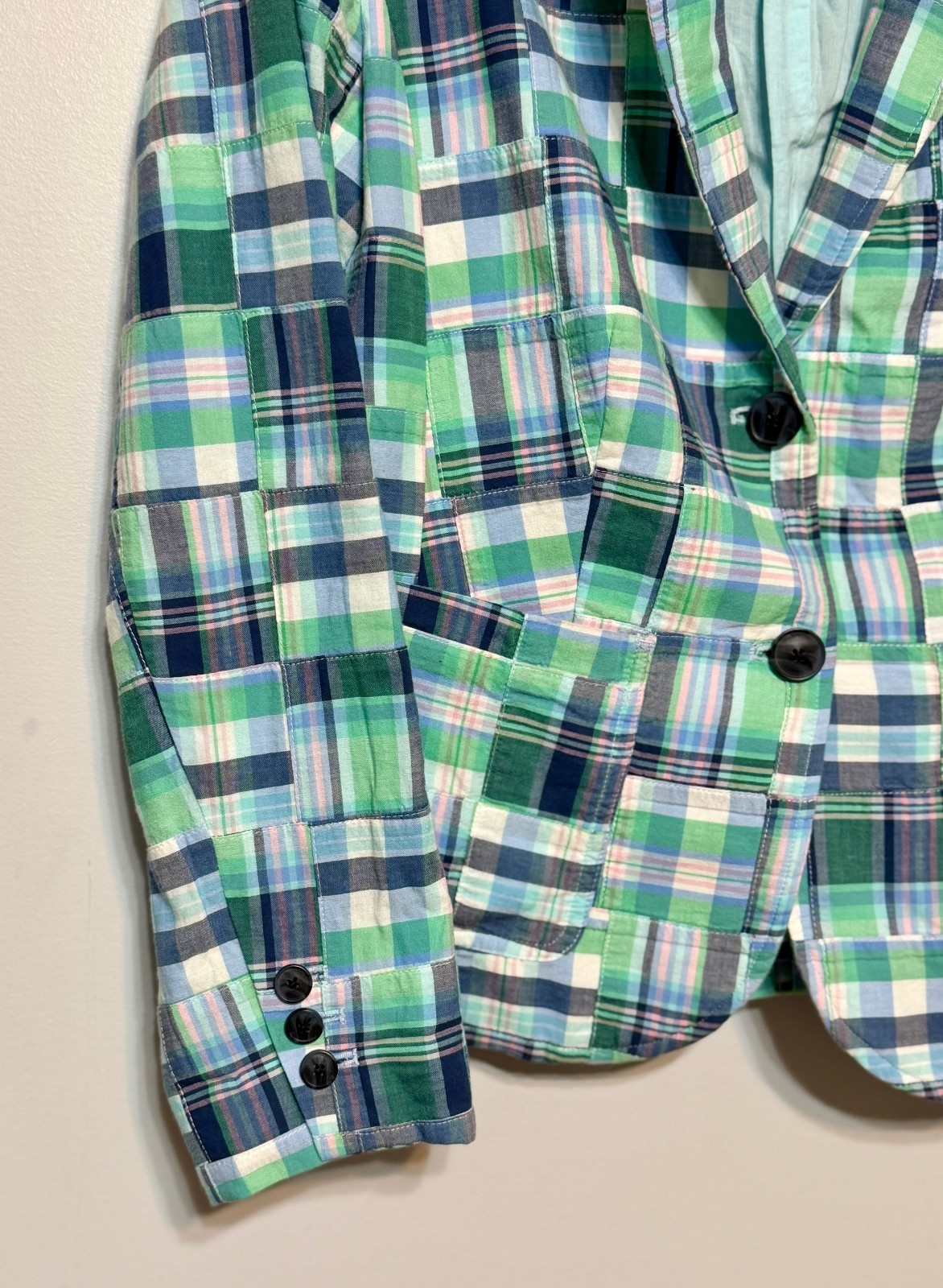 Talbots Madras Plaid Cotton Patchwork Blazer Jack… - image 3