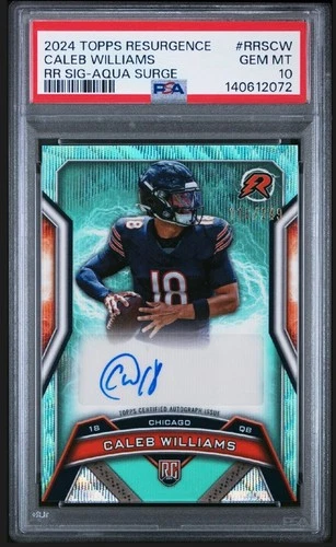 Caleb Williams 2024 Topps Resurgence Aqua Surge Rookie Auto /249 PSA 10 Bears