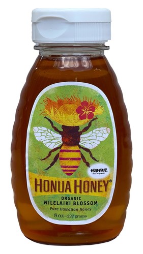 Honua Pure Hawaiian Honey 8 Ounce (Organic Wilelaiki Blossom) 8 Ounces 