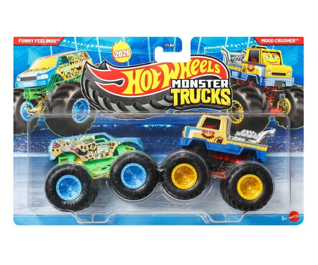 HOT WHEELS MONSTER TRUCKS 2026 FUNNY FEELINGS & MOOD CRUSHER 2 PK