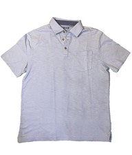 Izod Polo Shirt Mens M Medium Blue Golf Beach Pull Over Short Sleeve Denim trim