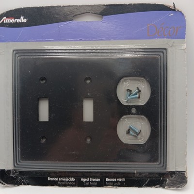 Amerelle WallPlate Aged Bronze Steps 2 Toggle 1 Duplex Cast Metal 3 Gang Cover