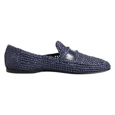 DOLCE & GABBANA Shoes Blue Woven Leather Slip On Loafers Men EU44 / US11 970usd