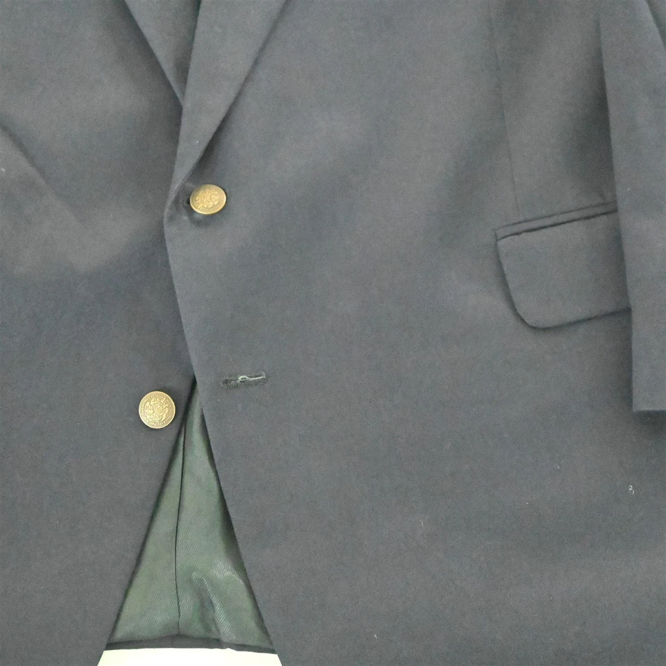 Chaqueta Blazer Abrigo Deportivo Oscar De La Renta 52L Azul Marino 100% Lana Dorado Botón Foto 3 de 4