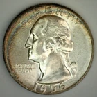 1956 BU Washington Quarter Uncirculated 25-Cents Silver 25c Coin Rim Edge Toning