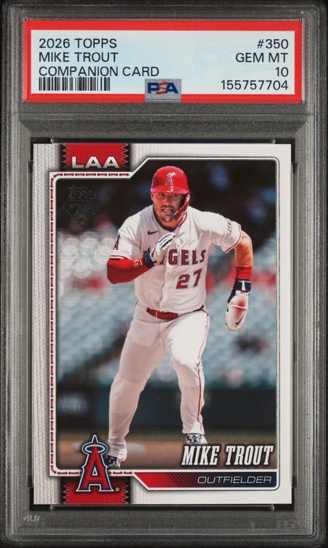 2026 Topps Baseball Series 1 #350 Mike Trout (Companion Card) Angels PSA 10