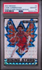 2021 PANINI MOSAIC RISING STARS WHITE MOSAIC #2 CADE CUNNINGHAM RC 07/25 PSA 10