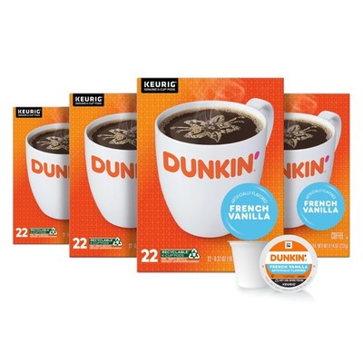 Dunkin' French Vanilla Flavored Coffee, 88 Keurig KCup Pods