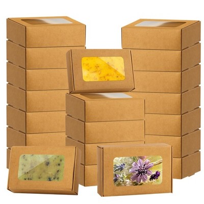 RYKOMO 40 PCS Soap Boxes for Homemade 3.55 x 3.25 x 2.4 x 1.2 inches, Kraft 