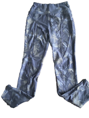 Adult UK Size 10 Blue Patterned Gym Leggings Everlast USED