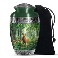 Forest Deer Decorative Urn for Human Ashes Adult Male  Female, 10 Inch 