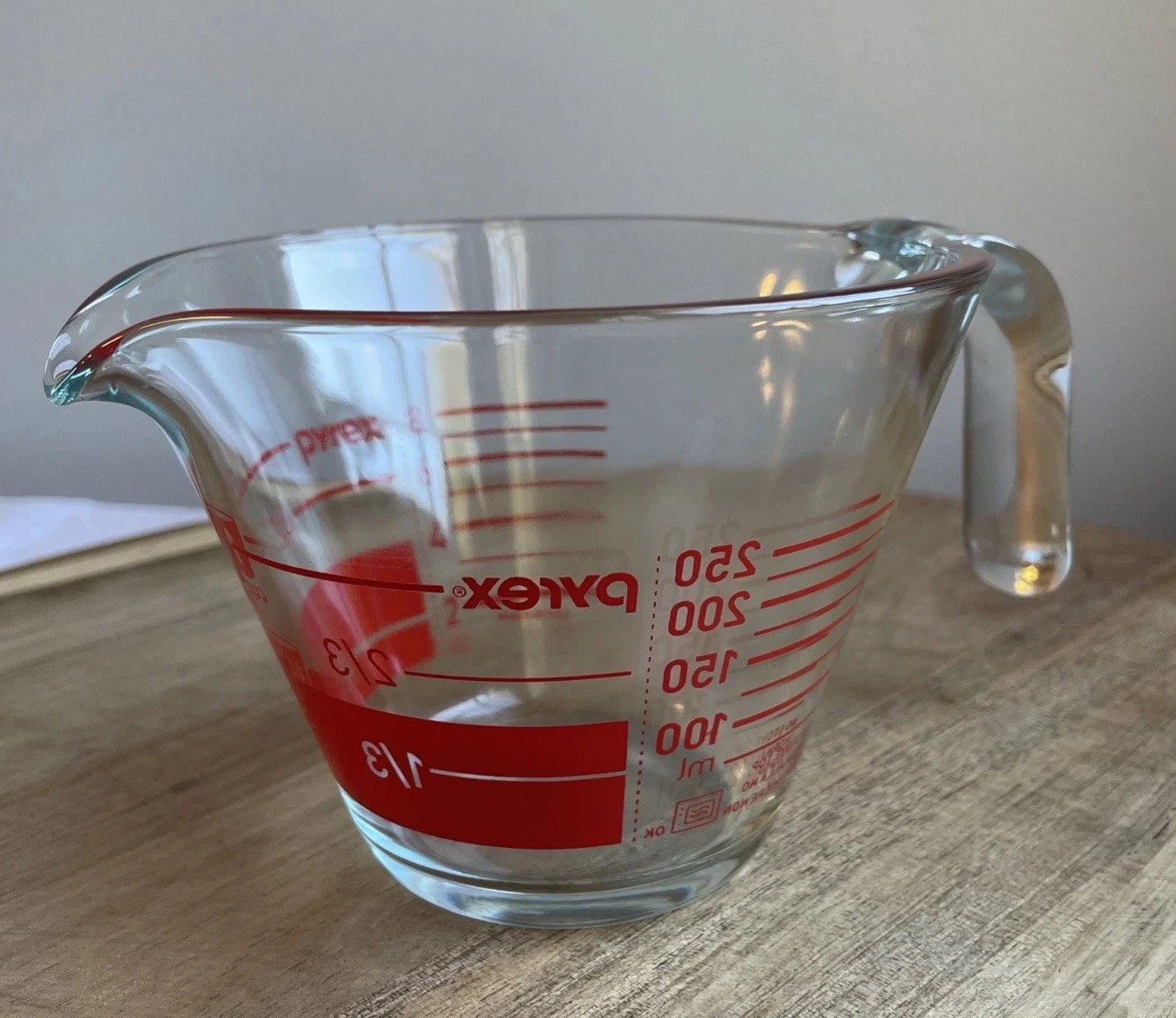 Vintage Pyrex 2 Cup Glass Measuring Cup Red Reverse Read Made in USA