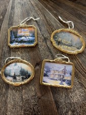 Lot of 4 Hallmark Keepsake THOMAS KINKADE Victorian Christmas Ornaments 90s