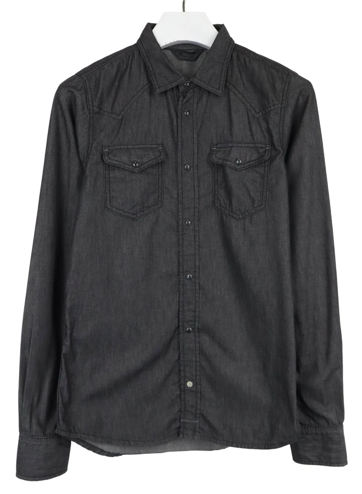 DIESEL Hemd Herren MEDIUM Western-Look Grau Geknopfte Brusttaschen Kragen - Bild 1 von 4
