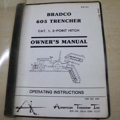 BRADCO 605 TRENCHER Owner Operation Maintenance Manual guide book lubrication