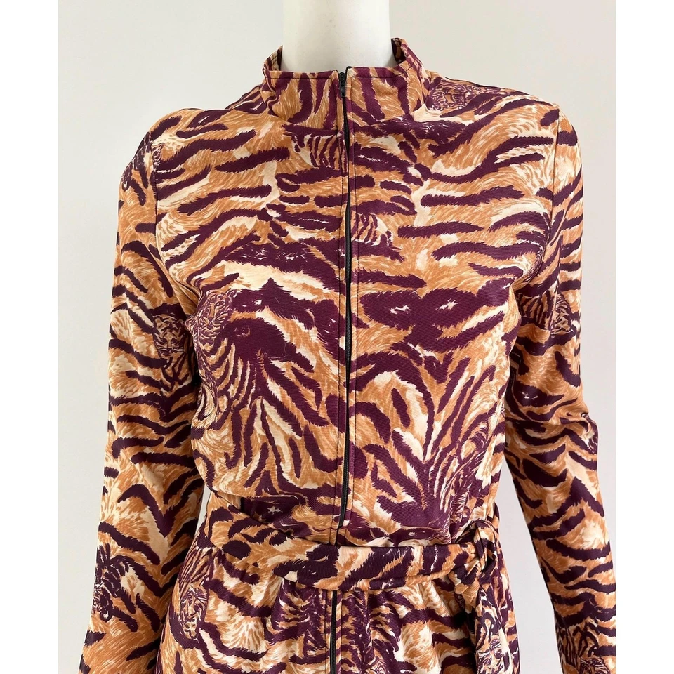 Vintage 1970s Jumpsuit / 70s Tiger Print Jumpsuit / Small to Medium - Image 2 of 4