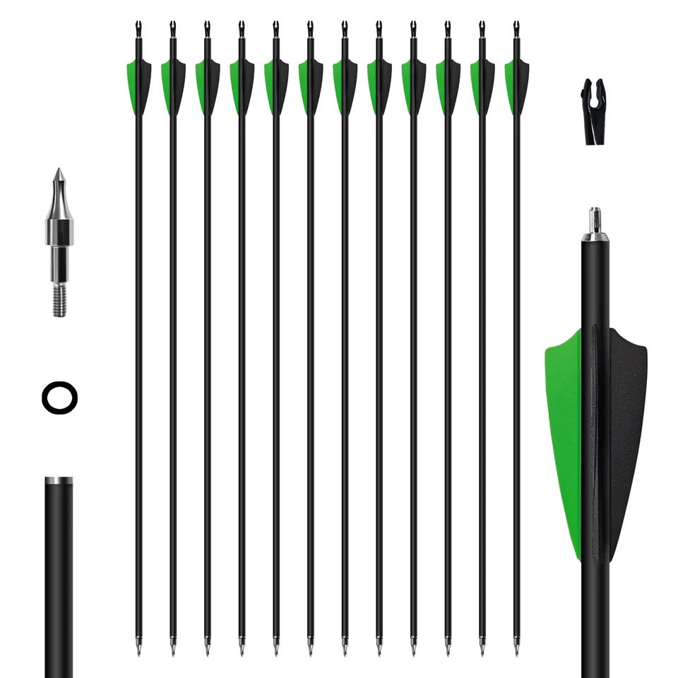 12/24×Carbon Arrows 30'' Hunting Arrows SP500 Recurve Bow Compound Bow Arrowhead - Image 2 of 4