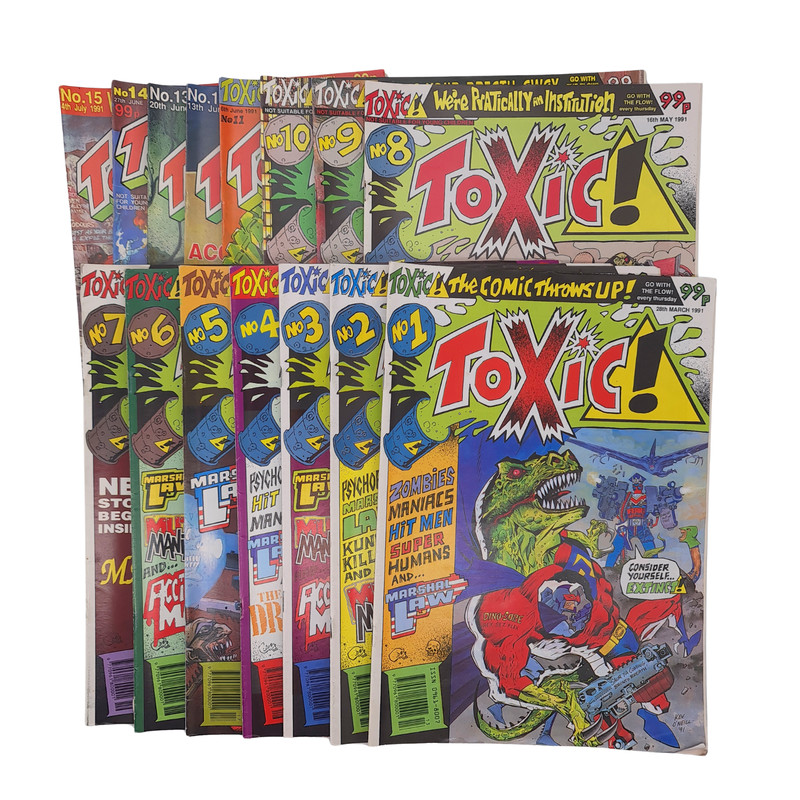 Toxic Comic Collection Issues 1-15 1991 Apocalypse Ltd UK Comic Lot Rare