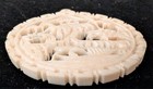 Vintage CARVED Celluloid Chinese Pendant Early Plastic Asian Scenic Design — photo 3