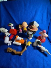 Vintage Snoopy Peanuts Toys Lot of 11 Novelty Toys Figures Collectibles