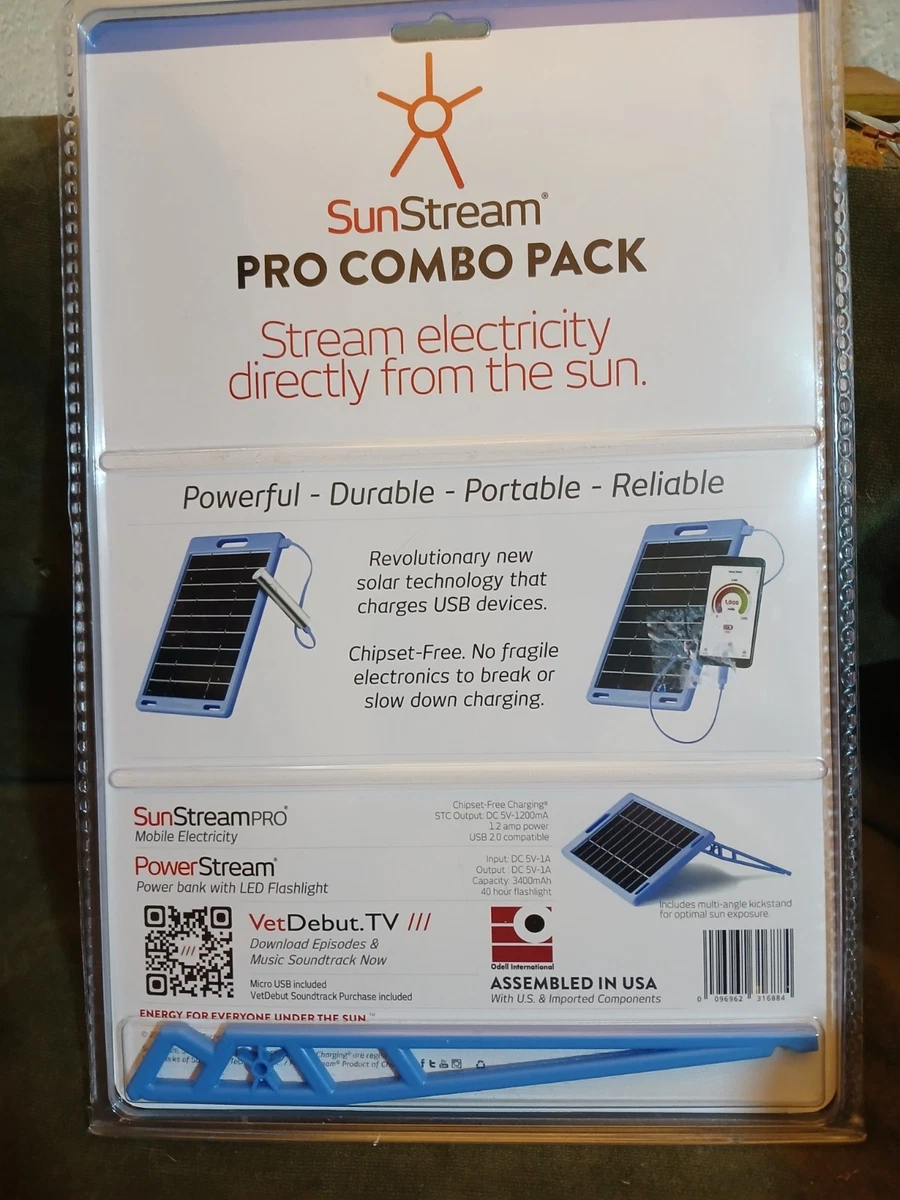 SunStream Pro Combo Pack 1 AMP USB Solar Panel Quick Charge Drop Proof Portable