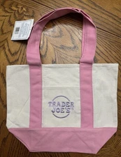 Trader Joe's Pastel Mini Canvas Tote Bags 2025 LIMITED EDITION PINK  new